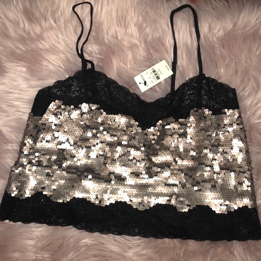 NWT Black/Gold Express Sequin Tank